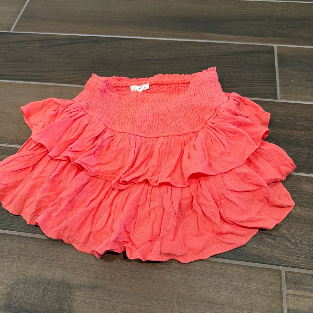 Coral Ruffled Mini Skirt